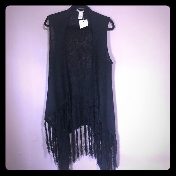 Jackets & Blazers - Black fringed vest